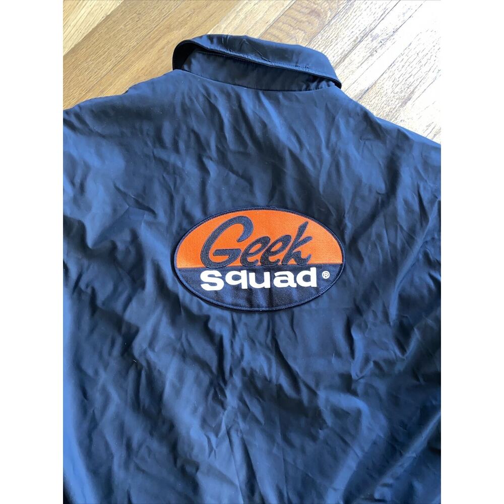 🔥 Geek Squad Mens Jacket Lined Black Front Zipper XL Zip Out Liner Double Agent